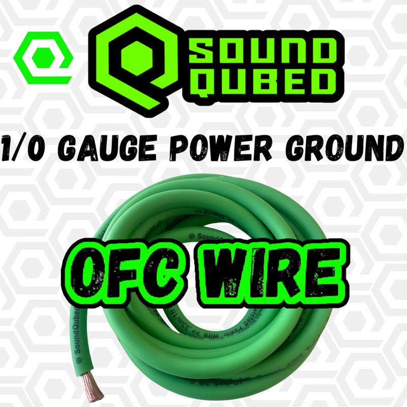 Soundqubed 1/0 OFC (oxygen free copper) Power wire GREEN