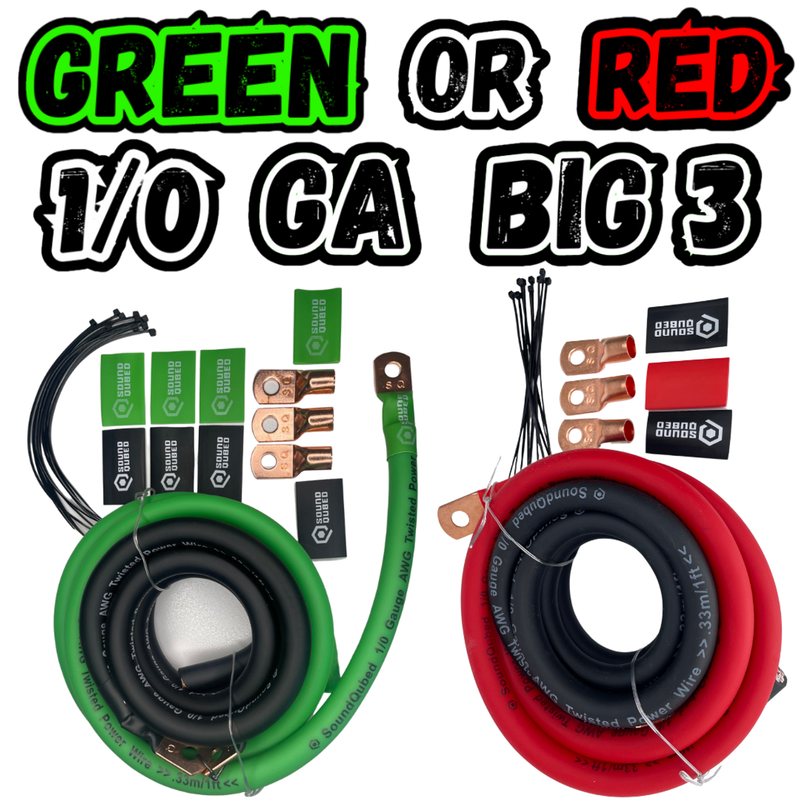 SoundQubed 1/0 Gauge Big 3 Upgrade Kit - CCA wire