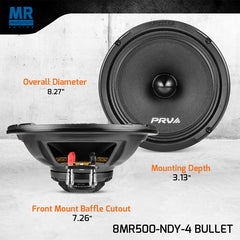 PRV 8MR500-NDY-4 BULLET 4 ohm 8" Mid Range Speaker