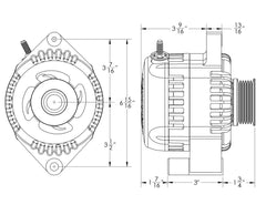 S Series Billet 240A Racing Alt - 6/12 Ford 6S - Black