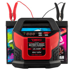 DS18 INF-SBC15A 15 AMP Automatic Smart Lithium and AGM Battery Charger, Maintainer and Jump Starter