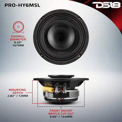 DS18 PRO 6.5" Shallow Coaxial Hybrid Mid-Range Loudspeaker with Built-in Driver 150 Watts Rms