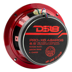 DS18 PRO-X6.4BMRGB 6.5" Mid-Range Loudspeaker with Bullet & RGB LED Lights 500 Watts 4-Ohm