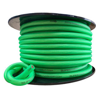 Down4Sound 4ga Tinned OFC Wire GREEN- BY THE FOOT