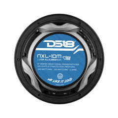 DS18 HYDRO NXL-10M/BK 10" 2-Way Marine Water Resistant Speakers with Integrated RGB LED Lights 600 Watts - Black